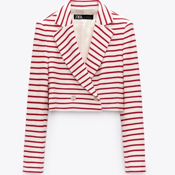 ZARA Cropped Striped Blazer - Picture 6 of 6